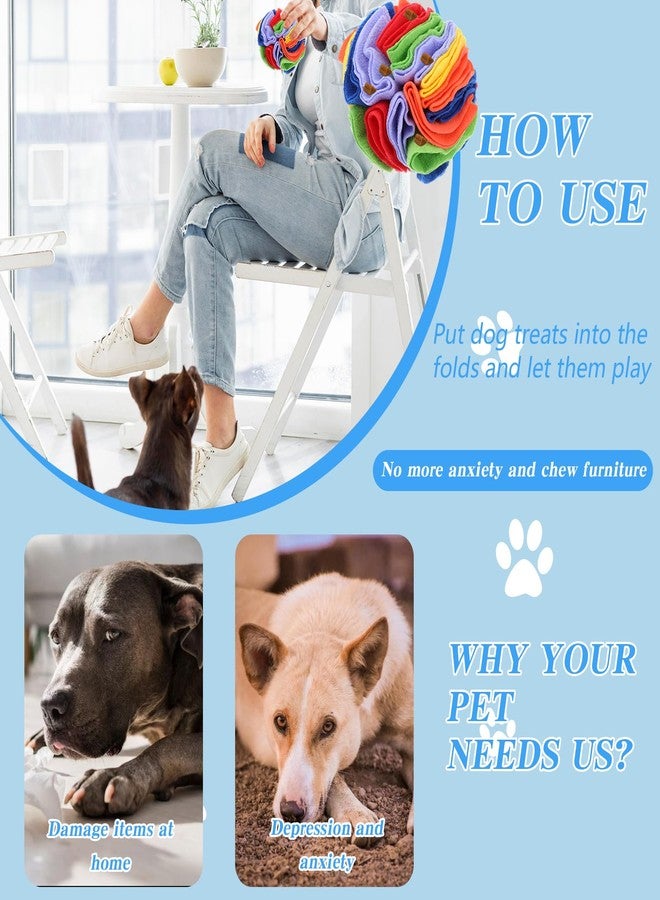 AojSup 2 Packs Snuffle Ball for Dogs - Sniffle Interactive Treat Ball, Stress Relief, Slow Feeder, Puzzle Toy for Small Medium Dogs Cats, Soft Polar Fleece, Rainbow & Ocean Blue, 5.9 Inches - Image 4